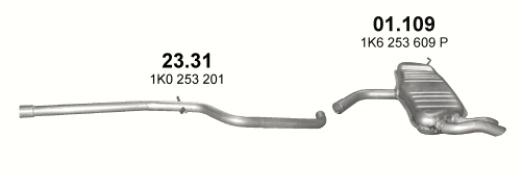 Tłumik Audi A3 8P (2003 - 2012) 1.9 TDi